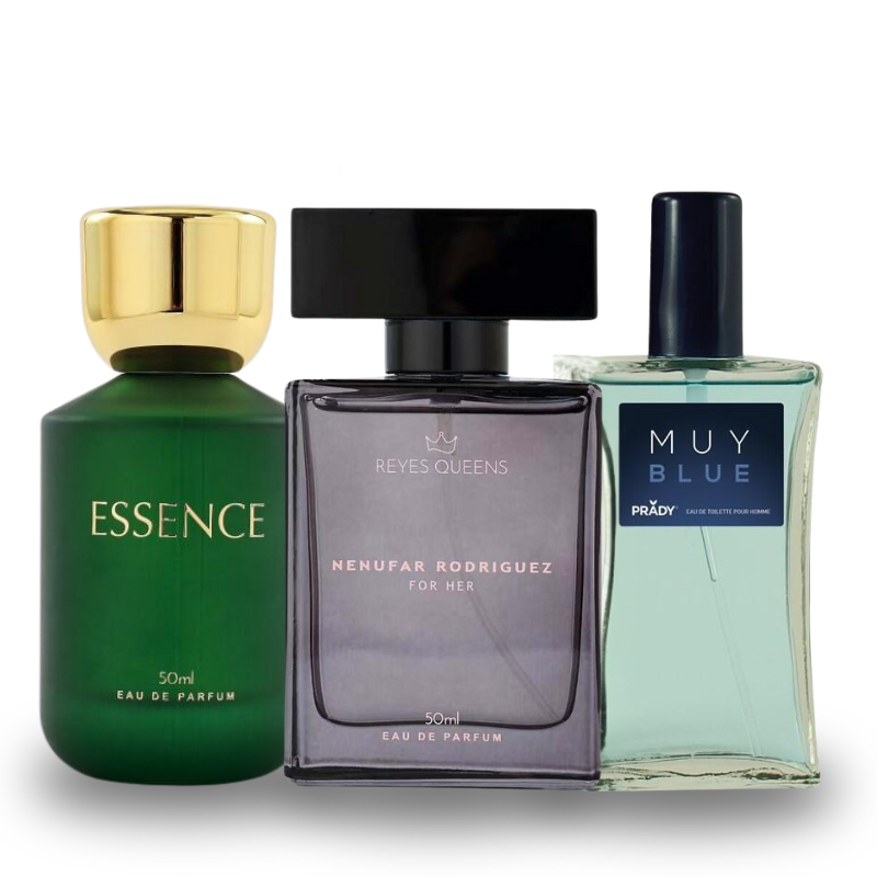 Combo de 3 Perfumes ESSENCE, NENUFAR RODRIGUEZ, MUY BLUE
